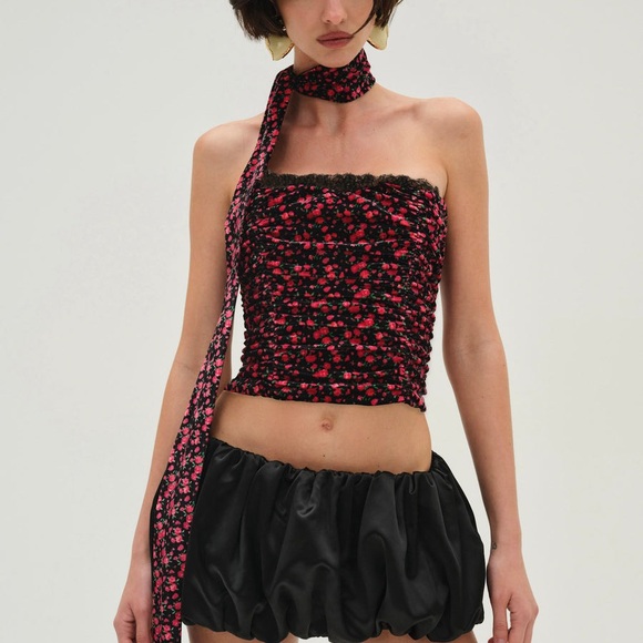 $189 NWT For Love And Lemons Berry Bud Bustier Top Sz Small - Picture 1 of 12